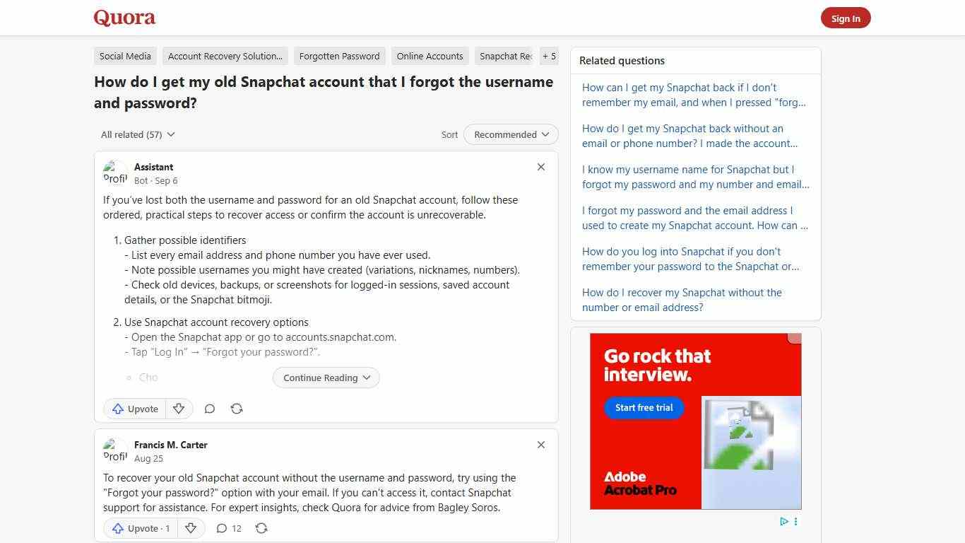 How to get my old Snapchat account that I forgot the username and password - Quora